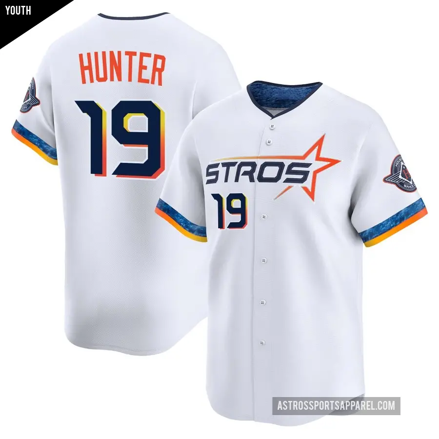Youth Houston Astros ＃19 Brian Hunter Limited White 2025 City Connect Jersey