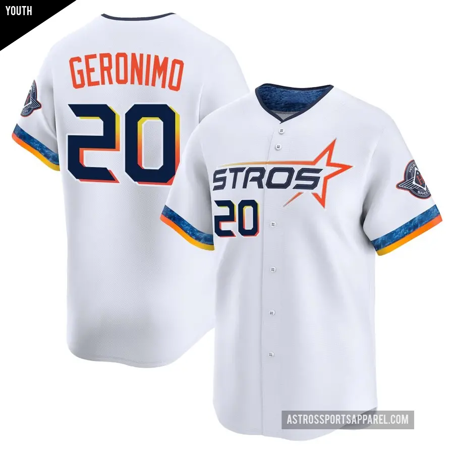 Youth Houston Astros ＃20 Cesar Geronimo Limited White 2025 City Connect Jersey