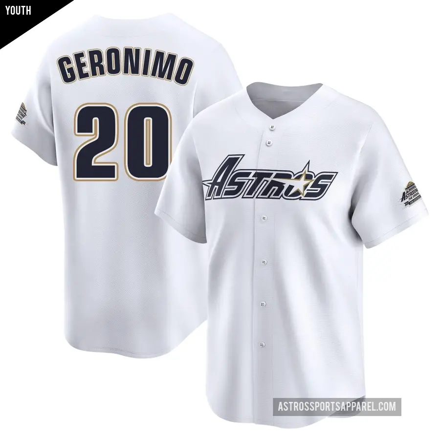 Youth Houston Astros ＃20 Cesar Geronimo Limited White Throwback Cooperstown Collection Jersey