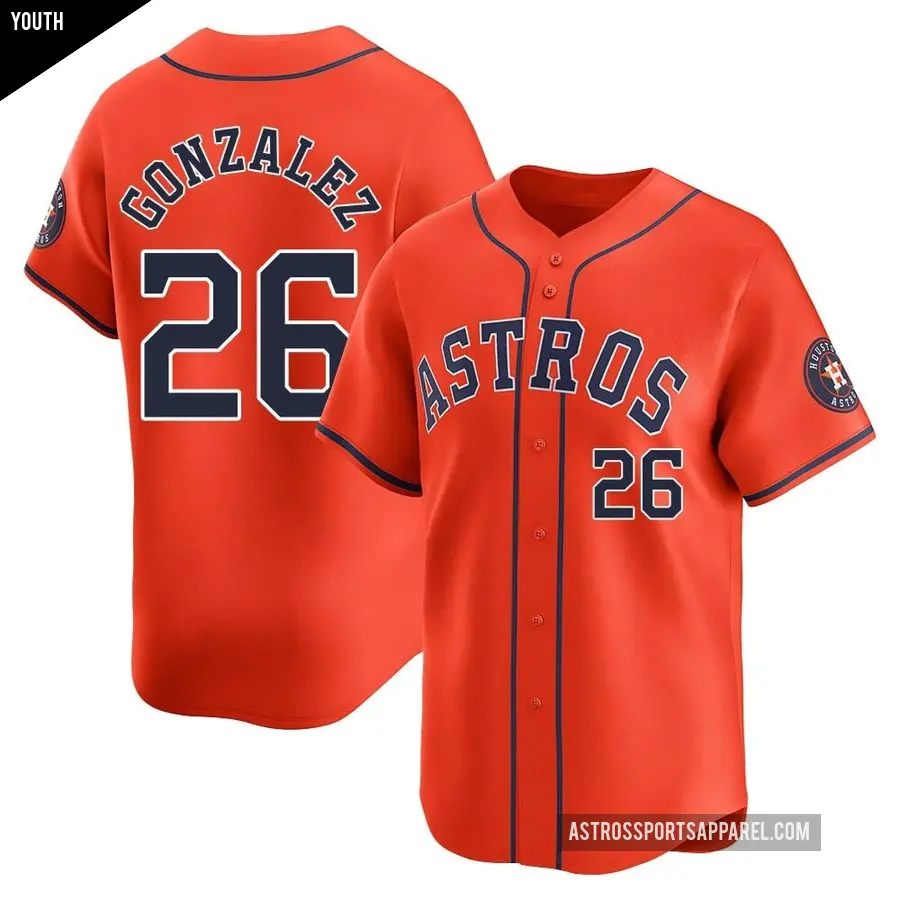 Youth Houston Astros ＃26 Luis Gonzalez Limited Orange Alternate Jersey