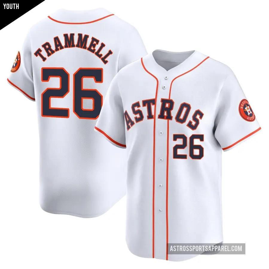 Youth Houston Astros ＃26 Taylor Trammell Limited White Home Jersey