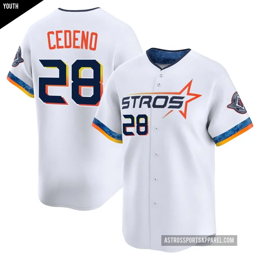 Youth Houston Astros ＃28 Cesar Cedeno Limited White 2025 City Connect Jersey