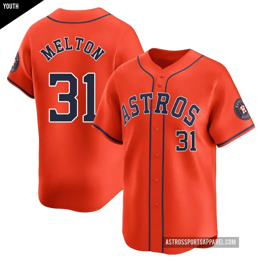 Youth Houston Astros ＃31 Jacob Melton Limited Orange Alternate Jersey