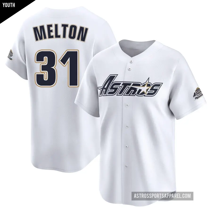 Youth Houston Astros ＃31 Jacob Melton Limited White Throwback Cooperstown Collection Jersey
