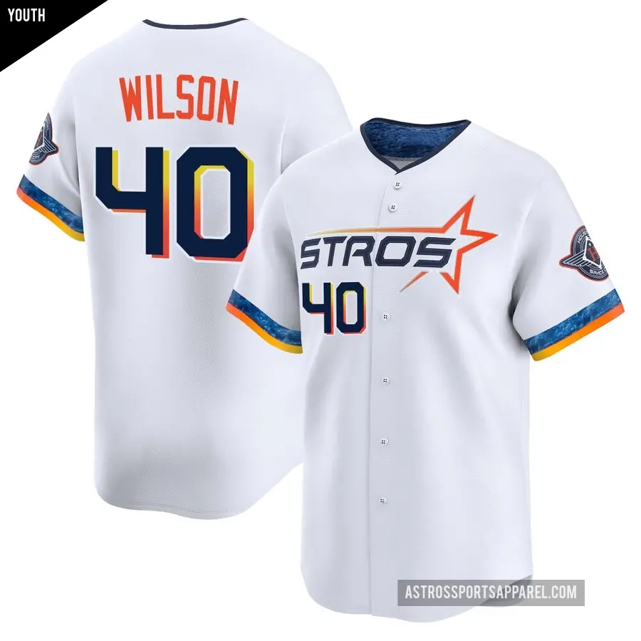 Youth Houston Astros ＃40 Don Wilson Limited White 2025 City Connect Jersey