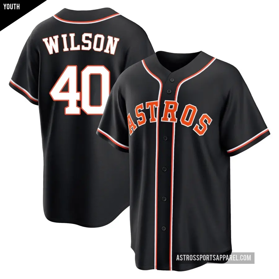 Youth Houston Astros ＃40 Don Wilson Replica Black Fashion Out Jersey