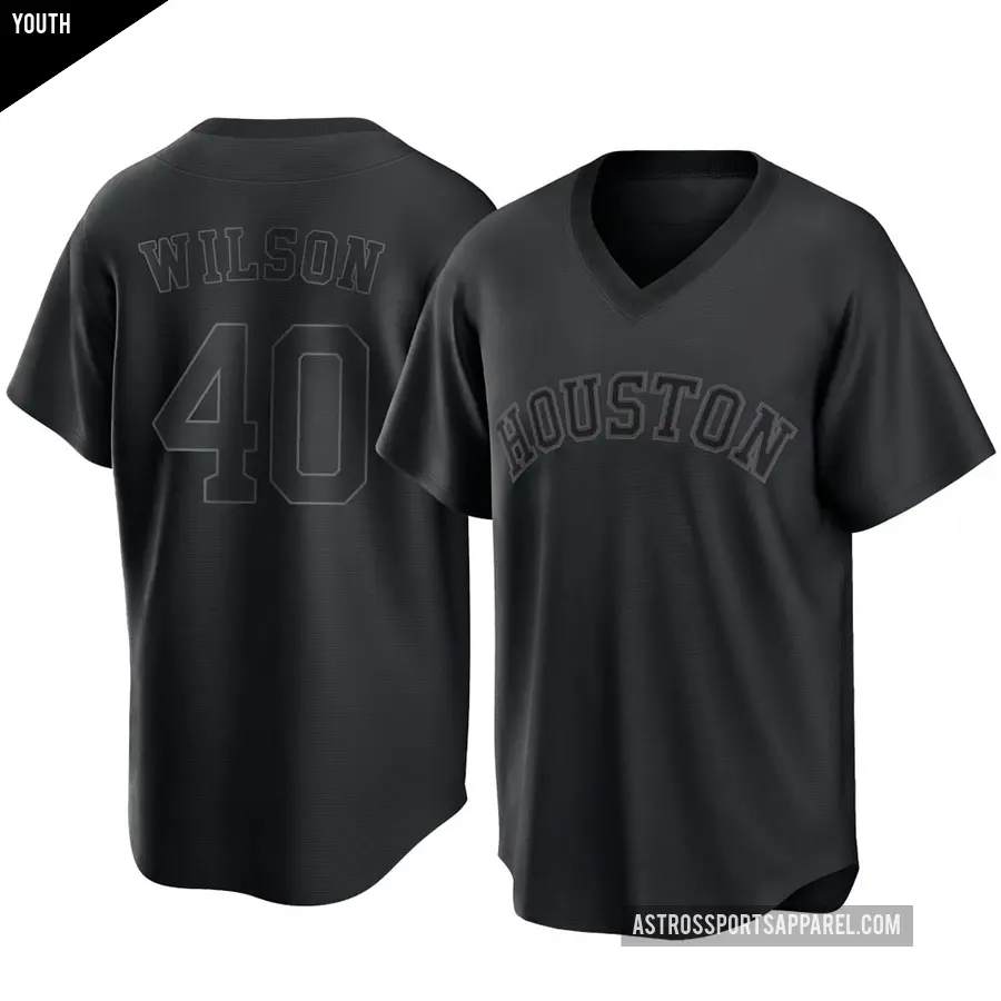 Youth Houston Astros ＃40 Don Wilson Replica Black Pitch Fashion Jersey