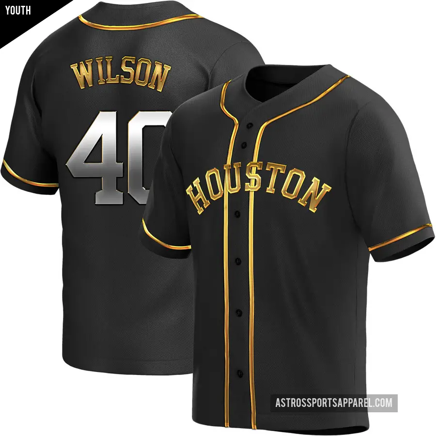 Youth Houston Astros ＃40 Don Wilson Replica Gold Black en Alternate Jersey