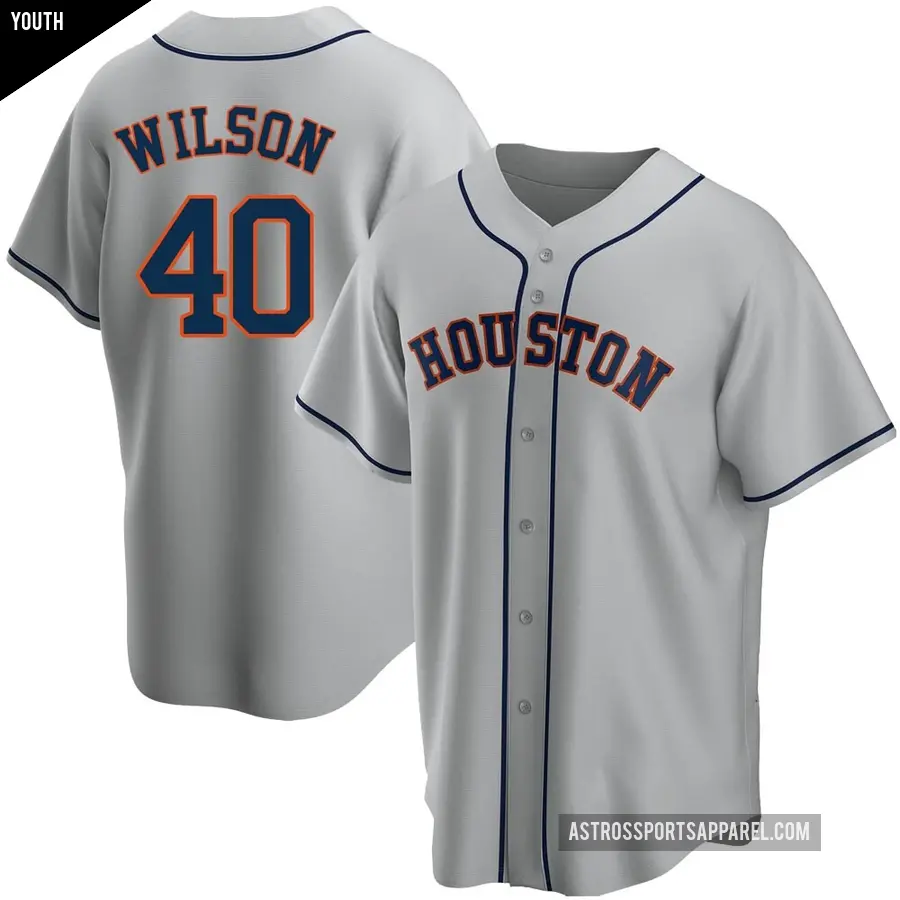 Youth Houston Astros ＃40 Don Wilson Replica Gray Road Jersey
