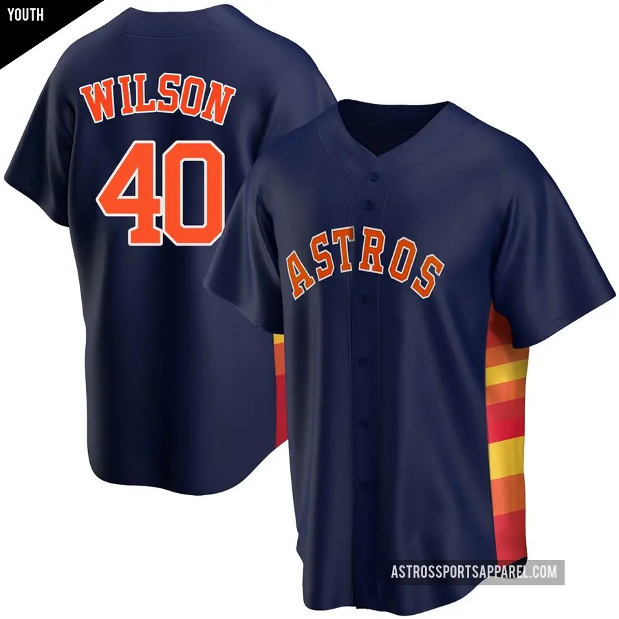 Youth Houston Astros ＃40 Don Wilson Replica Navy Alternate Jersey