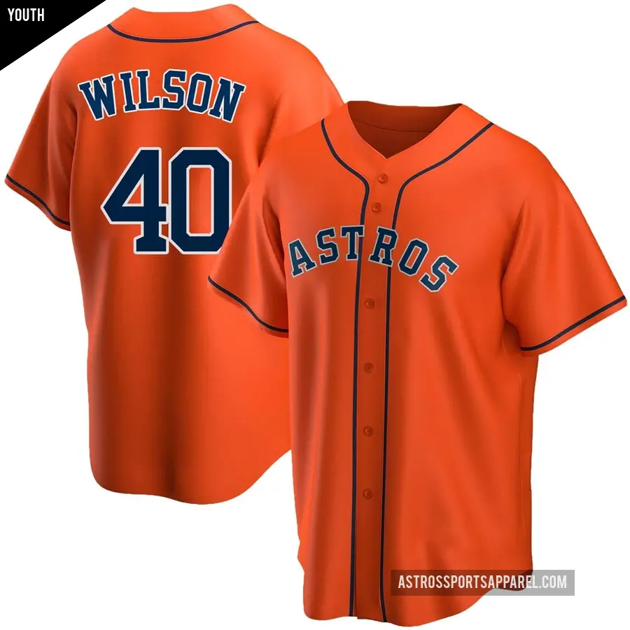 Youth Houston Astros ＃40 Don Wilson Replica Orange Alternate Jersey