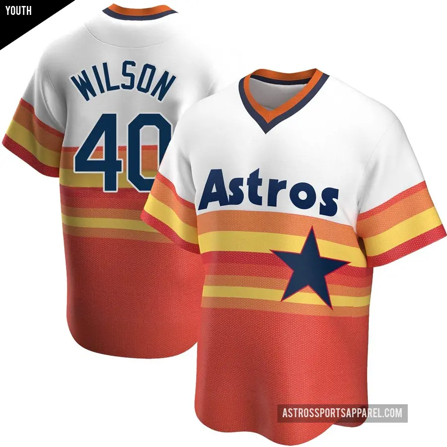 Youth Houston Astros ＃40 Don Wilson Replica White Home Cooperstown Collection Jersey