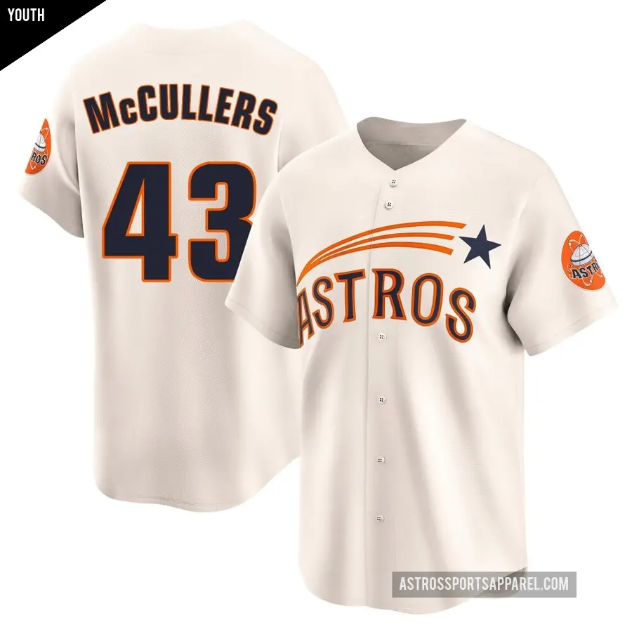 Youth Houston Astros ＃43 Lance McCullers Jr. Limited Cream Throwback Cooperstown Collection Jersey