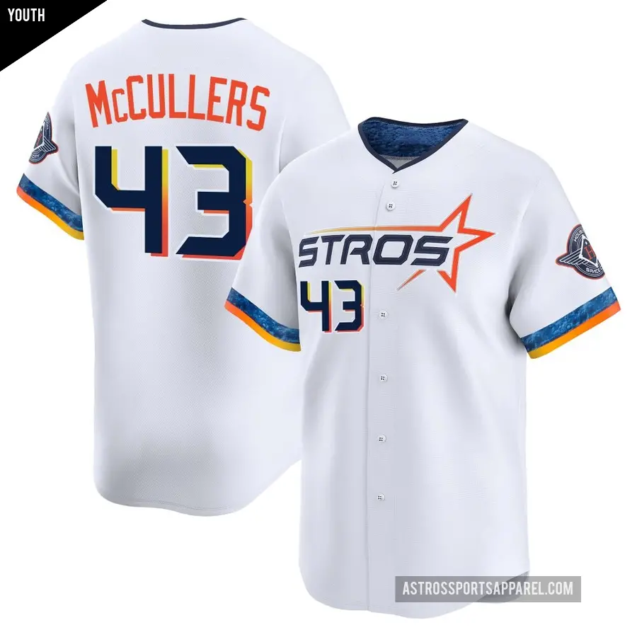 Youth Houston Astros ＃43 Lance McCullers Jr. Limited White 2025 City Connect Jersey