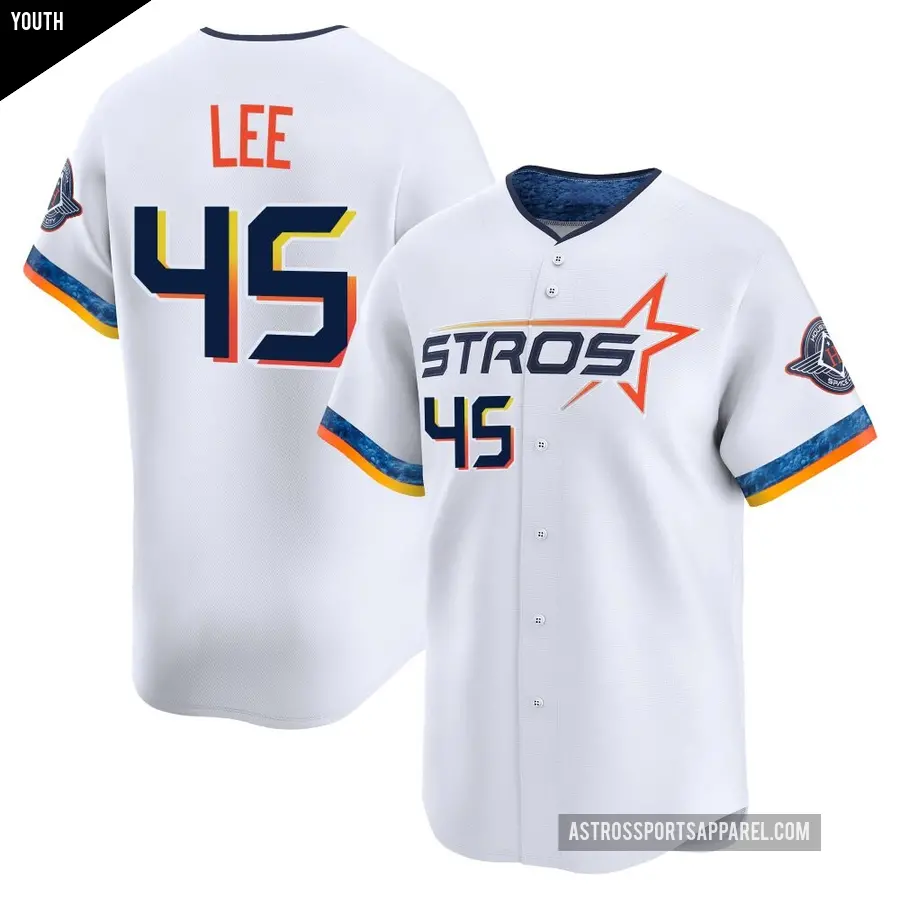 Youth Houston Astros ＃45 Carlos Lee Limited White 2025 City Connect Jersey
