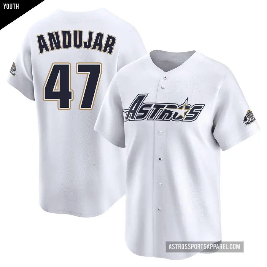 Youth Houston Astros ＃47 Joaquin Andujar Limited White Throwback Cooperstown Collection Jersey