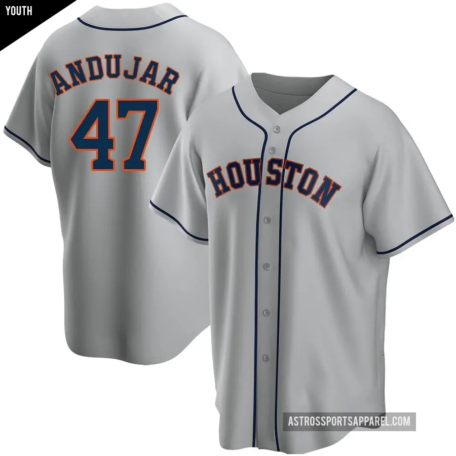 Youth Houston Astros ＃47 Joaquin Andujar Replica Gray Road Jersey