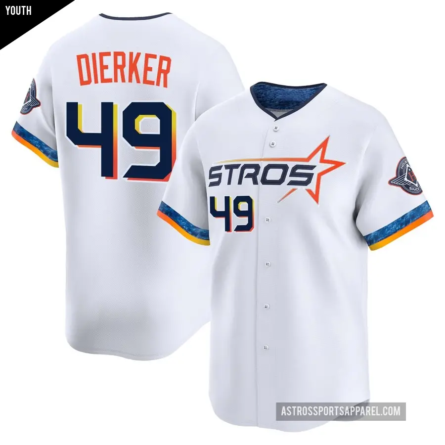 Youth Houston Astros ＃49 Larry Dierker Limited White 2025 City Connect Jersey