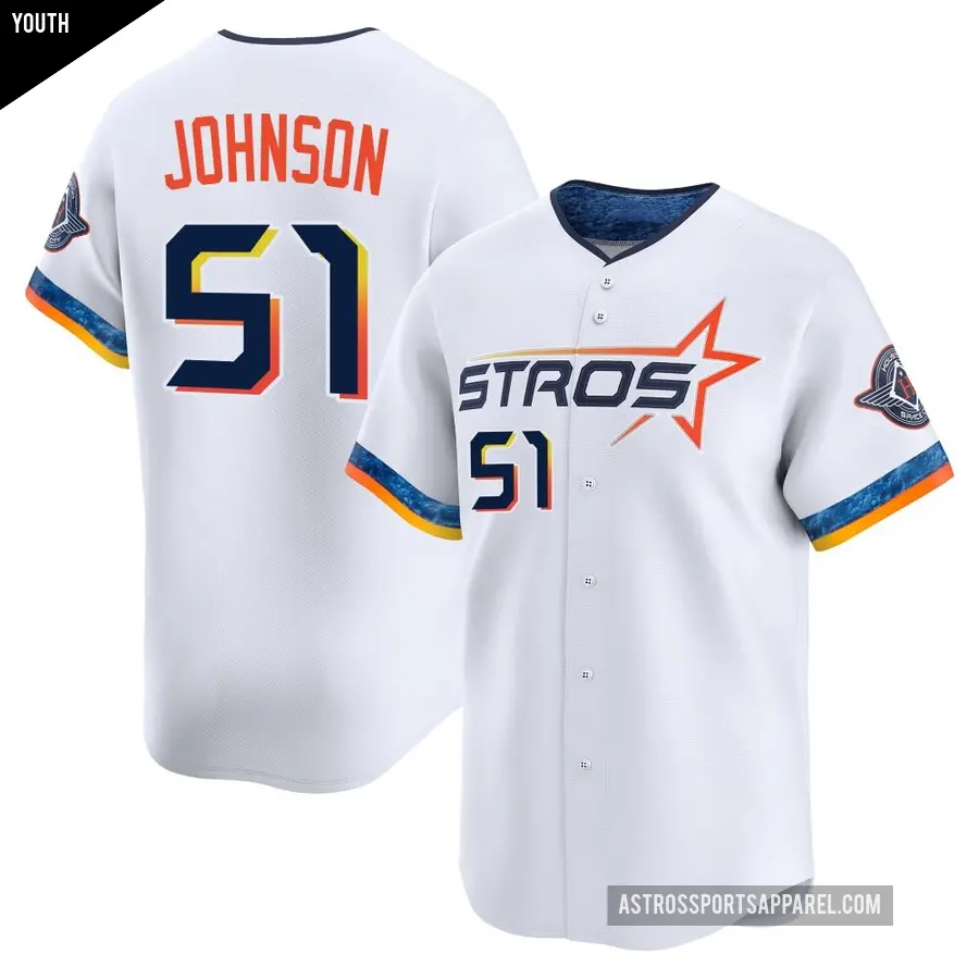 Youth Houston Astros ＃51 Randy Johnson Limited White 2025 City Connect Jersey