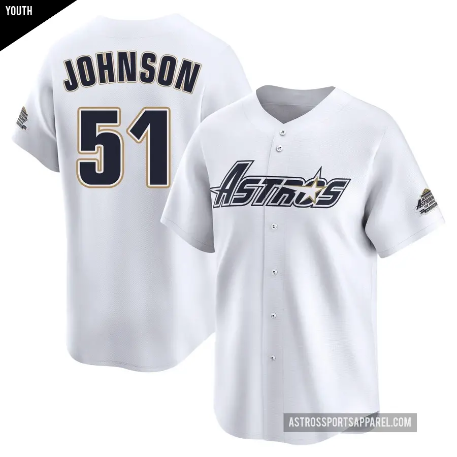 Youth Houston Astros ＃51 Randy Johnson Limited White Throwback Cooperstown Collection Jersey