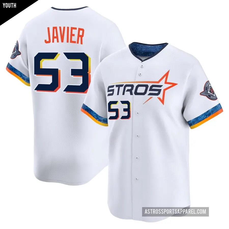 Youth Houston Astros ＃53 Cristian Javier Limited White 2025 City Connect Jersey