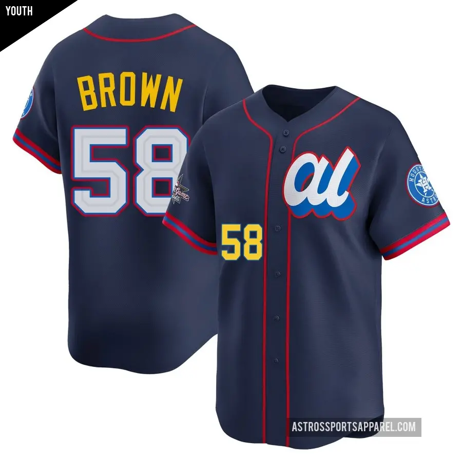 Youth Houston Astros ＃58 Hunter Brown Limited Brown American League Navy 2025 All-Star Edition Jersey