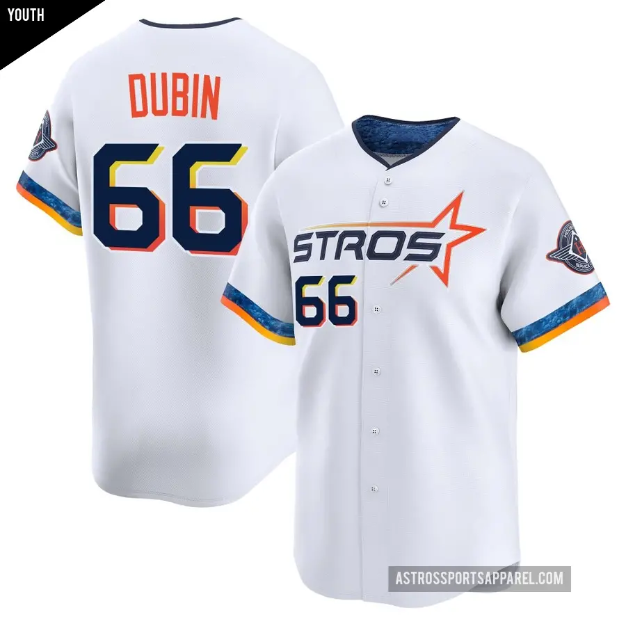 Youth Houston Astros ＃66 Shawn Dubin Limited White 2025 City Connect Jersey