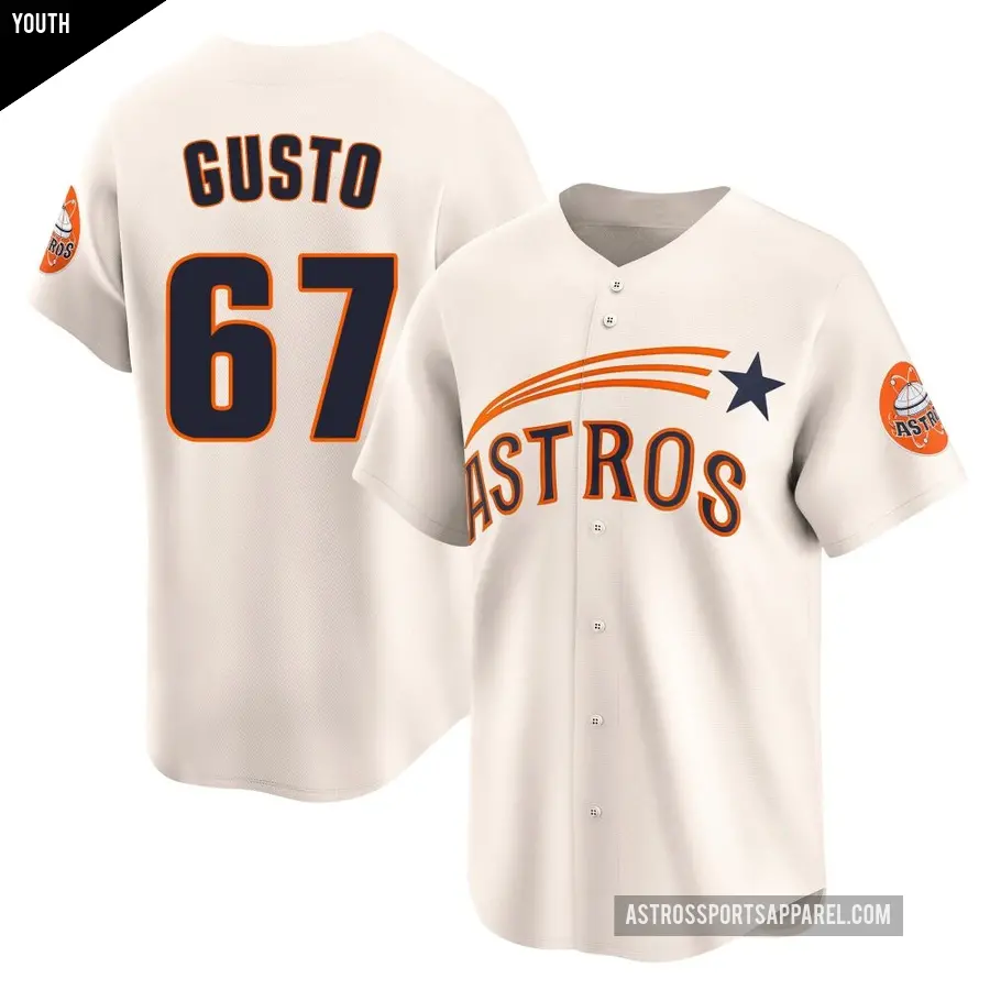Youth Houston Astros ＃67 Ryan Gusto Limited Cream Throwback Cooperstown Collection Jersey
