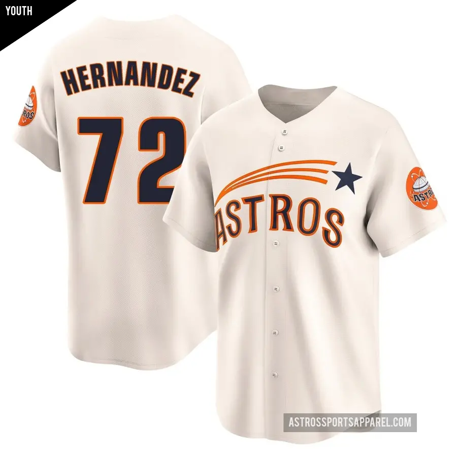 Youth Houston Astros ＃72 Nick Hernandez Limited Cream Throwback Cooperstown Collection Jersey