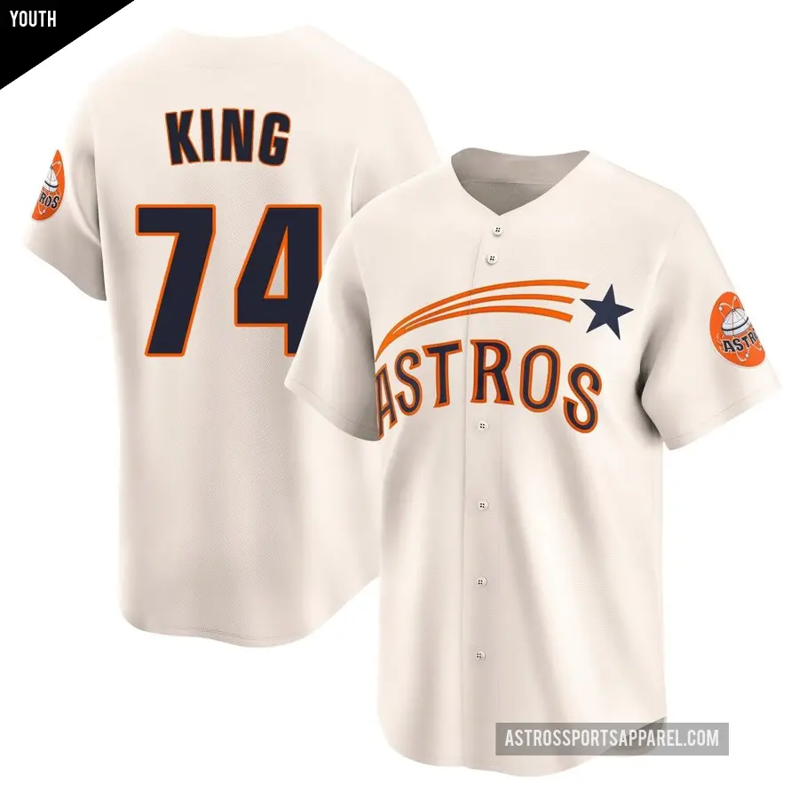 Youth Houston Astros ＃74 Bryan King Limited Cream Throwback Cooperstown Collection Jersey