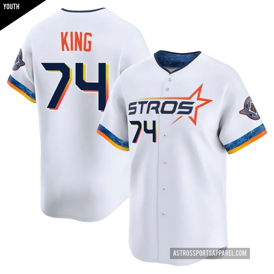 Youth Houston Astros ＃74 Bryan King Limited White 2025 City Connect Jersey