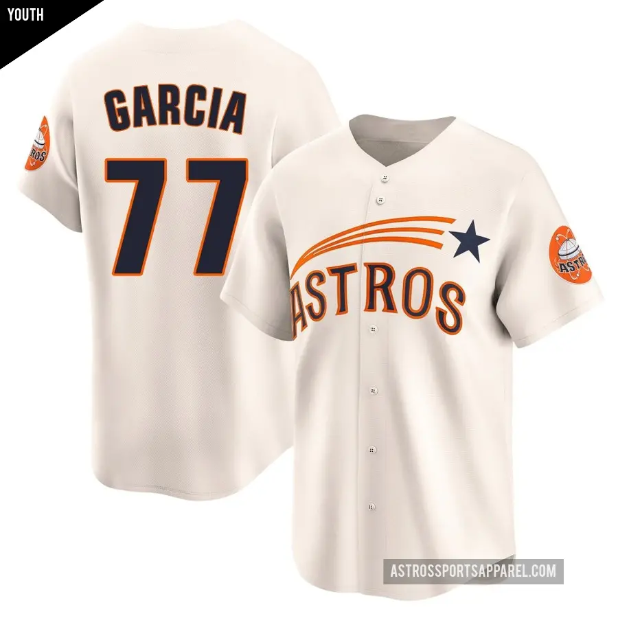 Youth Houston Astros ＃77 Luis Garcia Limited Cream Throwback Cooperstown Collection Jersey