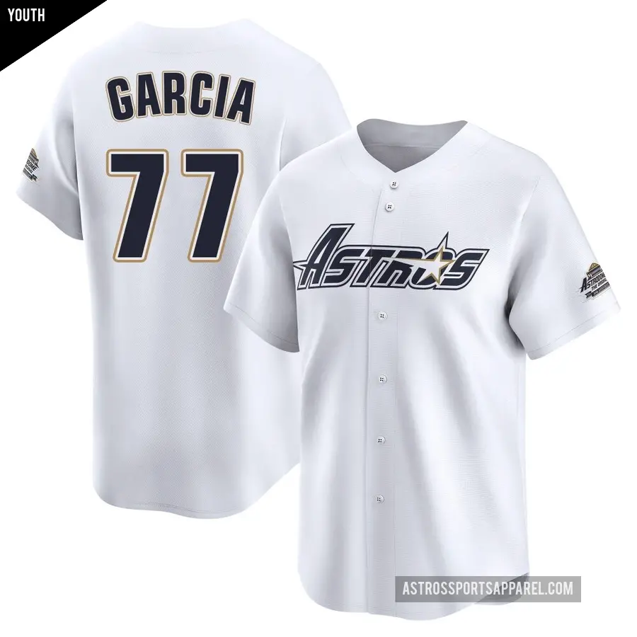 Youth Houston Astros ＃77 Luis Garcia Limited White Throwback Cooperstown Collection Jersey