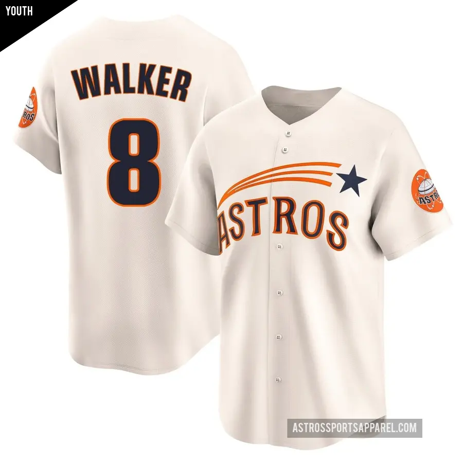 Youth Houston Astros ＃8 Christian Walker Limited Cream Throwback Cooperstown Collection Jersey