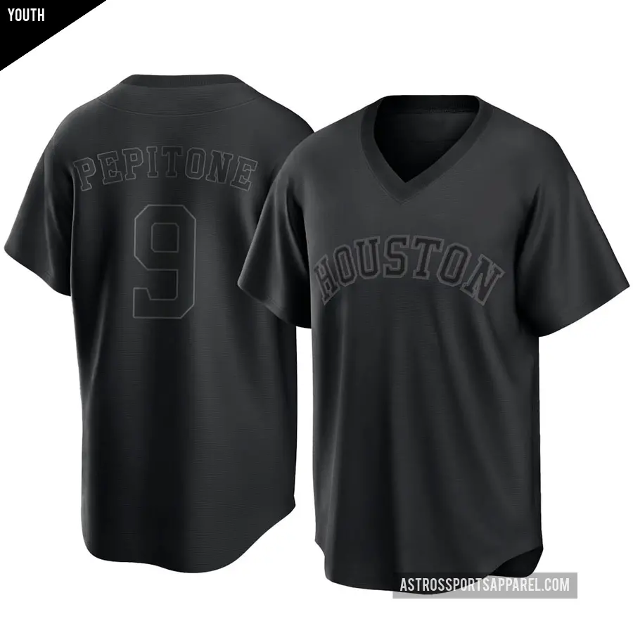 Youth Houston Astros ＃9 Joe Pepitone Replica Black Pitch Fashion Jersey
