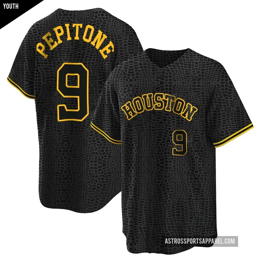 Youth Houston Astros ＃9 Joe Pepitone Replica Black Snake Skin City Jersey
