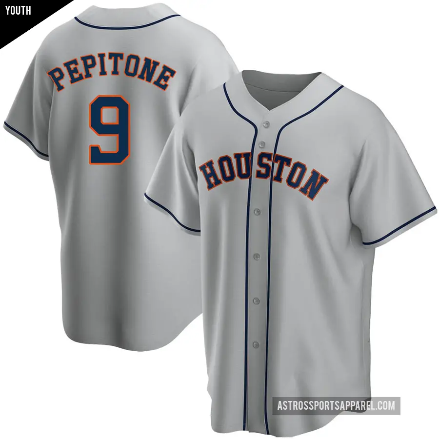 Youth Houston Astros ＃9 Joe Pepitone Replica Gray Road Jersey