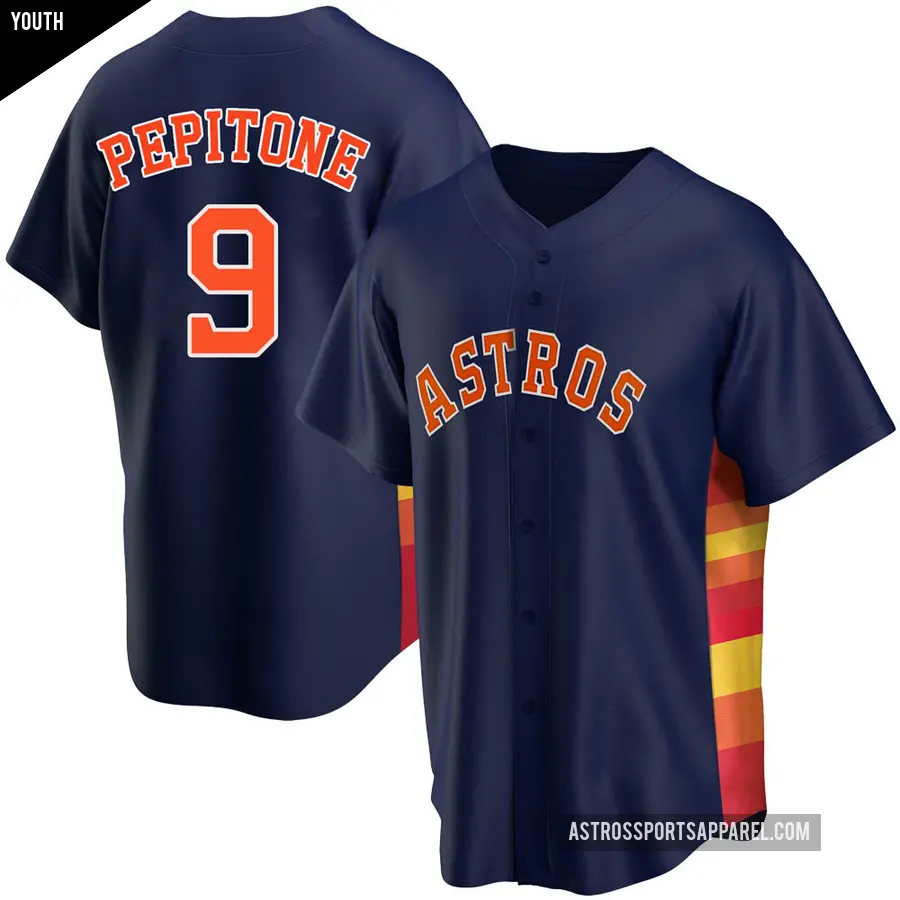 Youth Houston Astros ＃9 Joe Pepitone Replica Navy Alternate Jersey
