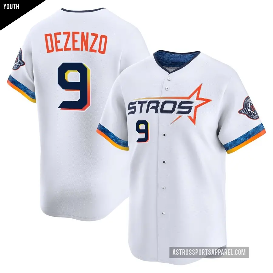 Youth Houston Astros ＃9 Zach Dezenzo Limited White 2025 City Connect Jersey