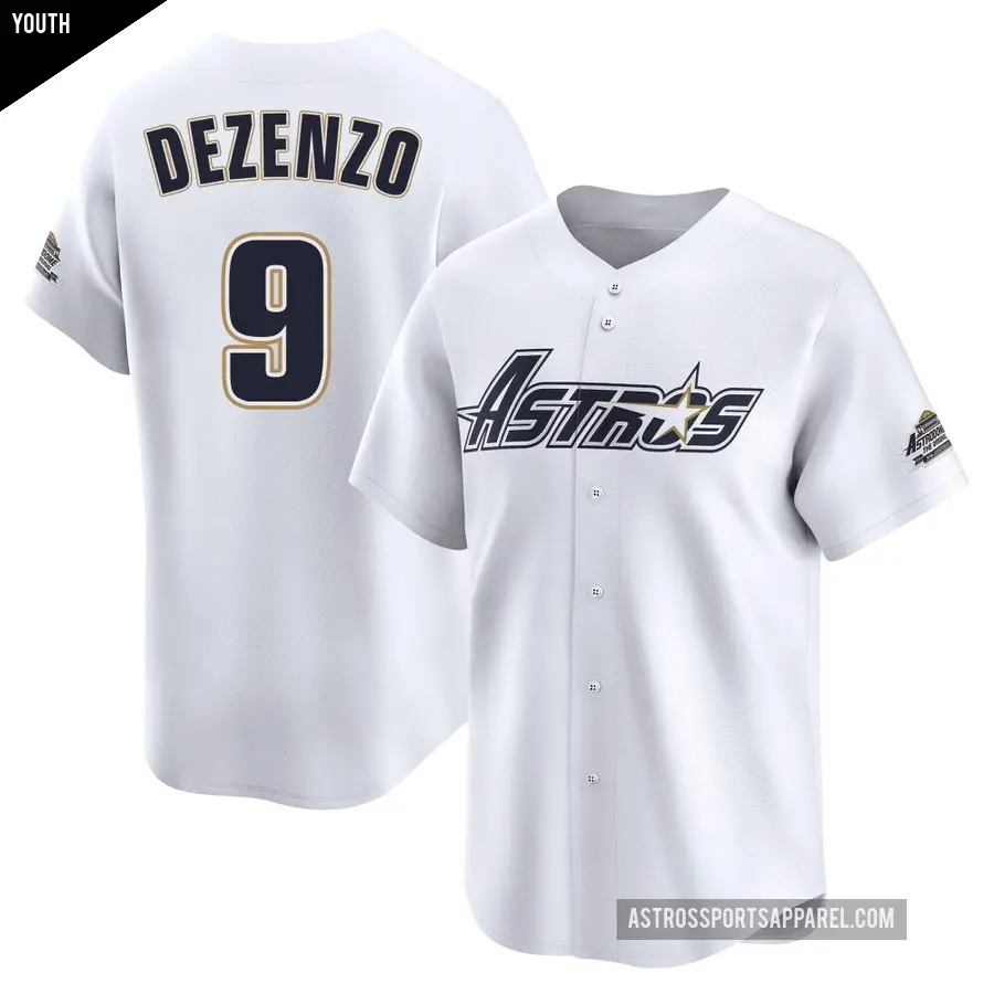 Youth Houston Astros ＃9 Zach Dezenzo Limited White Throwback Cooperstown Collection Jersey